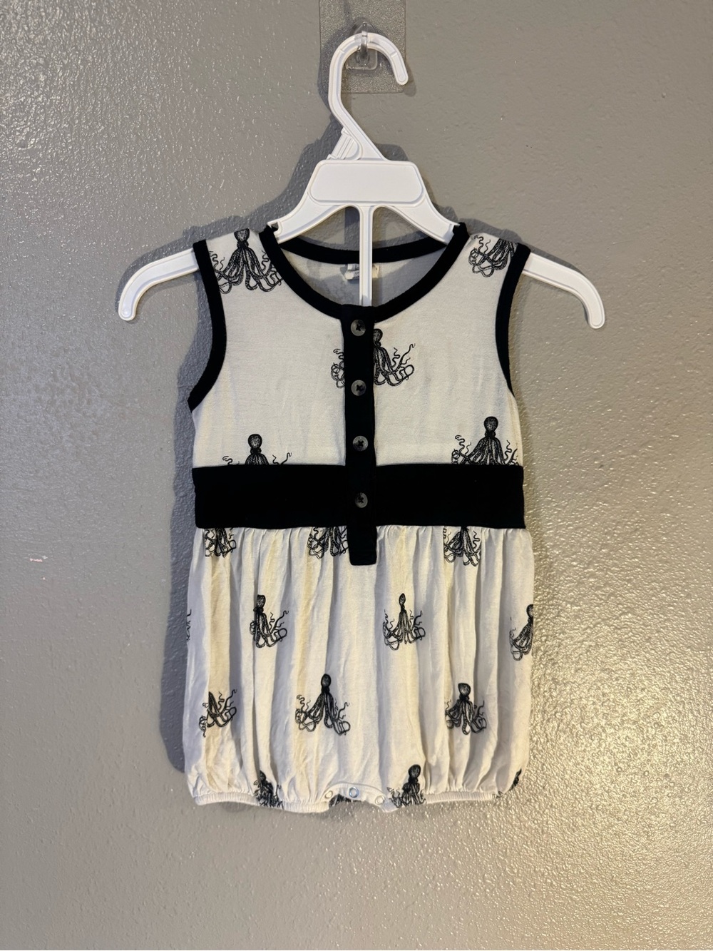 Kate Quinn Black & White Octopus Print Sleeveless Romper